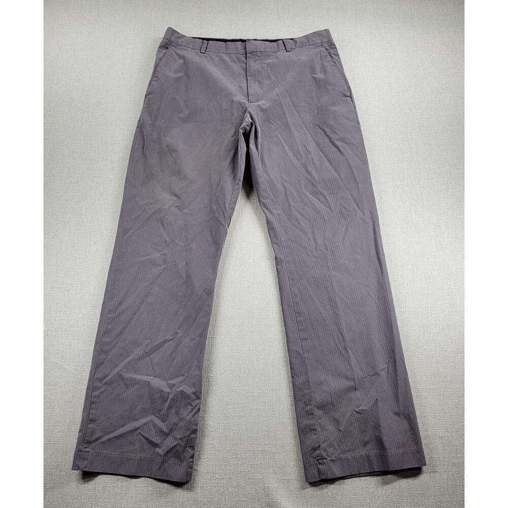 Banana Republic Mens Pants Size 35/34 Gray Pinstriped Flat Front Straight Leg